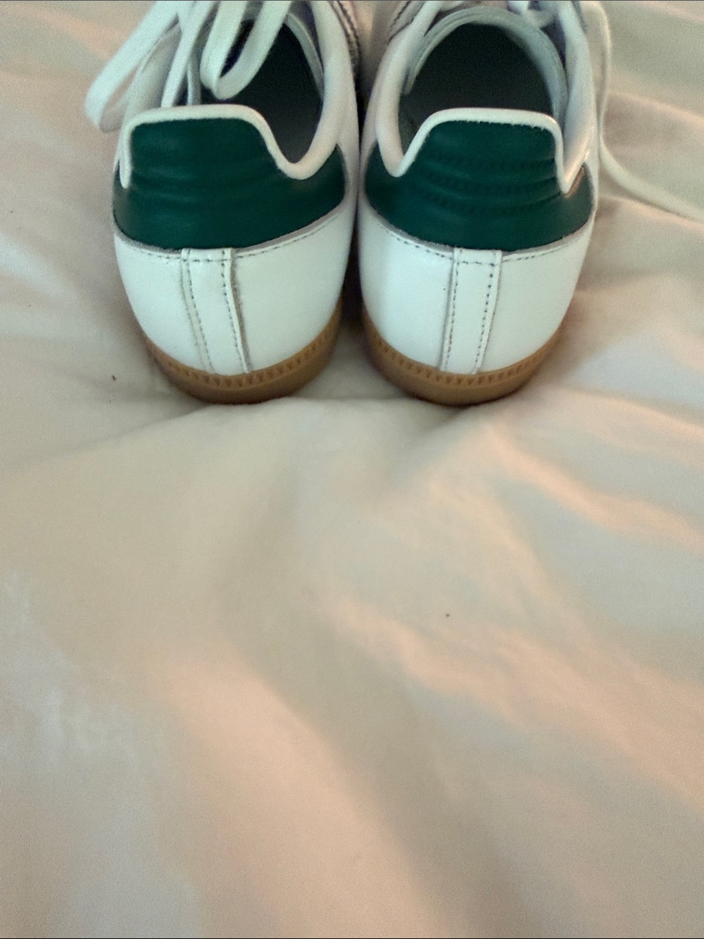 adidas White Sneakers with Green Stripes and Beige Suede Accents - Picture 4 of 5